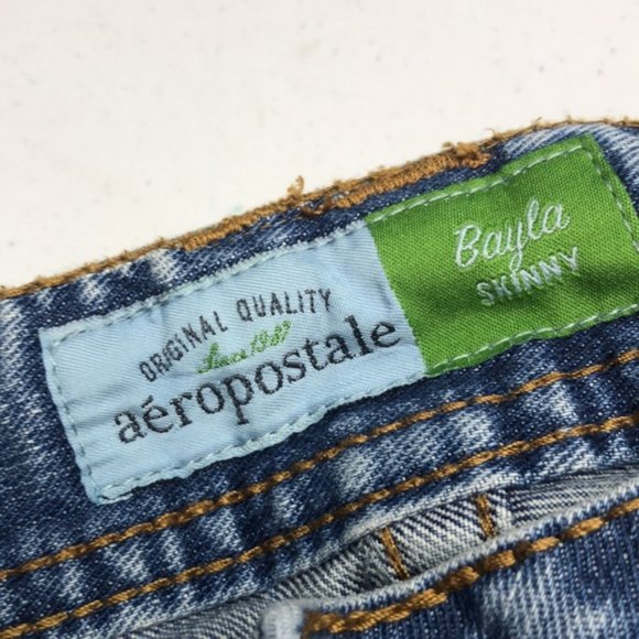 LIKE NEW VINTAGE AEROPOSTALE BAYLA SKINNY JEANS 12/31x30 100% COTTON 🦋 - Picture 2 of 14